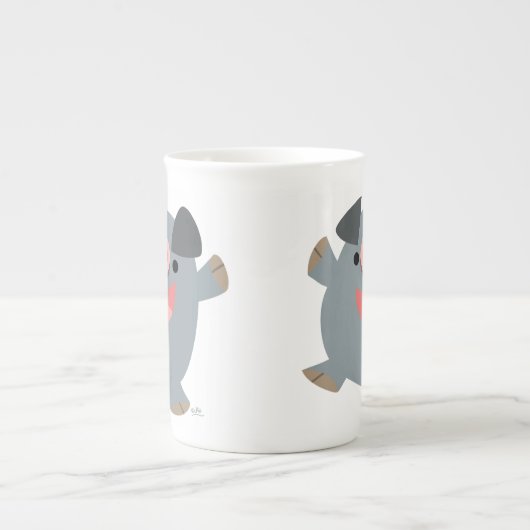 Cute Cartoon Bouncing Cochon Os Chine Mug (Devant)