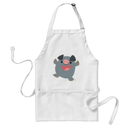 Cute Cartoon Bouncy Pig Apron Standaard Schort (Voorkant)