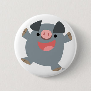 Cute Cartoon Bouncy Pig Button Badge