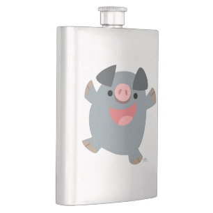 Cute Cartoon Bouncy Pig Classic Flask Heupfles