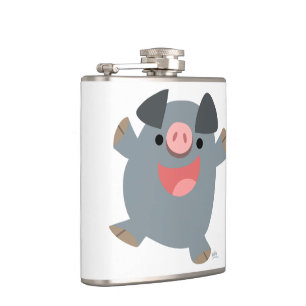 Cute Cartoon Bouncy Pig Hip Flask Heupfles