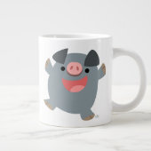 Cute Cartoon Bouncy Pig Jumbo Mok (Rechts)
