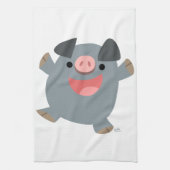 Cute Cartoon Bouncy Pig Kitchen Towel Theedoek (Verticaal)