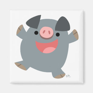 Cute Cartoon Bouncy Pig Magnet Magneet
