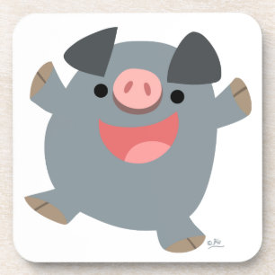 Cute Cartoon Bouncy Pig Onderzetters Set