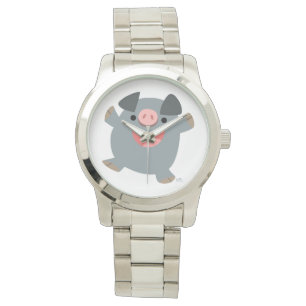 Cute Cartoon Bouncy Pig Unisex Watch Horloge