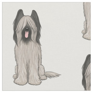Cute Cartoon Briard Honden gepatterd Stof
