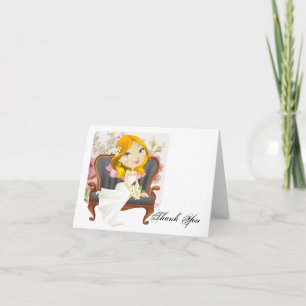 Cute Cartoon Bride Vrijgezellenfeest Hartelijk dan Bedankkaart