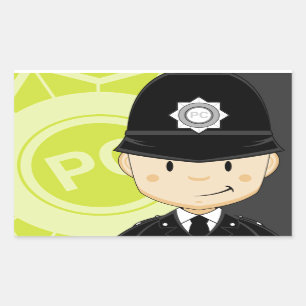 Cute Cartoon British Policeman Rechthoekige Sticker