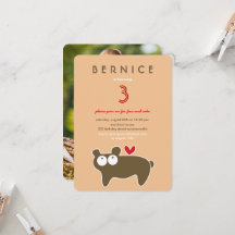 Cute Cartoon Bruine Beer Kinderverjaardagsfeestje 