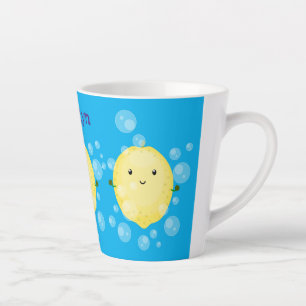 Cute cartoon bubbles afbeelding latte mok