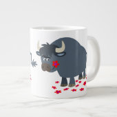 Cute Cartoon Bull en Red Bloom Jumbo Mok (Voorkant rechts)