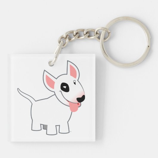 Cute Cartoon Bull Terrier AcrylSleutelhanger Sleutelhanger (Achterkant)