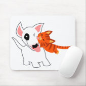 Cute Cartoon Bull Terrier en Kitten Mousepad Muismat (Met muis)