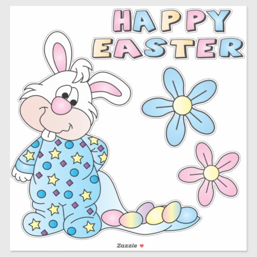 Cute Cartoon Bunny - Blue - Kiss-Cut Sticker (Vel)