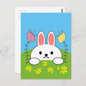 Cute Cartoon Bunny Rabbit Briefkaart (Voorkant / Achterkant)