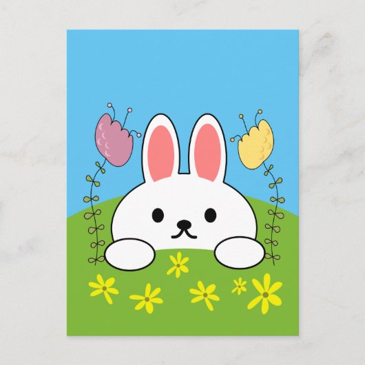 Cute Cartoon Bunny Rabbit Briefkaart (Voorkant)