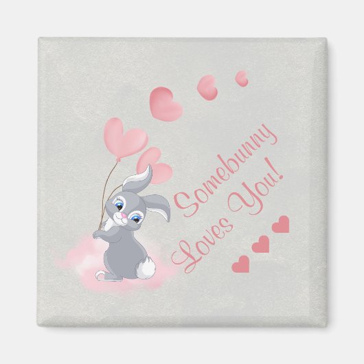 Cute Cartoon Bunny Valentijn Magnet Magneet (Voorkant)