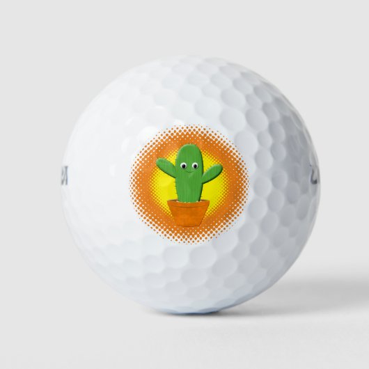 Cute Cartoon Cactus Golfballen (Voorkant)