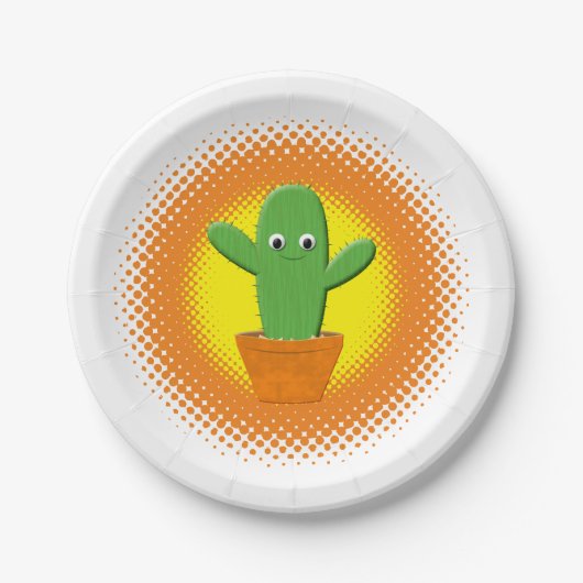 Cute Cartoon Cactus Papieren Bordje (Voorkant)