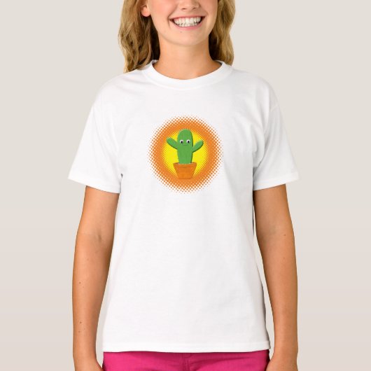 Cute Cartoon Cactus T-shirt (Voorkant)