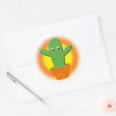 Cute Cartoon Cactus Tekening Ronde Sticker (Envelop)