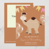 Cute cartoon camel foto verjaardaguitnodiging kaart (Voorkant / Achterkant)