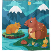 Cute Cartoon Capybara rideau de douche (Devant)