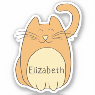 Cute Cartoon Cat Add Name Contour Cut Sticker