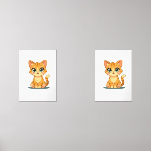 **Cute Cartoon Cat – Adorable Kitty Illustration** Muurkunst Sets (Voorkant)