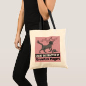 Cute Cartoon Cat Distracted by Strumstick-spelers Tote Bag (Voorkant (product))