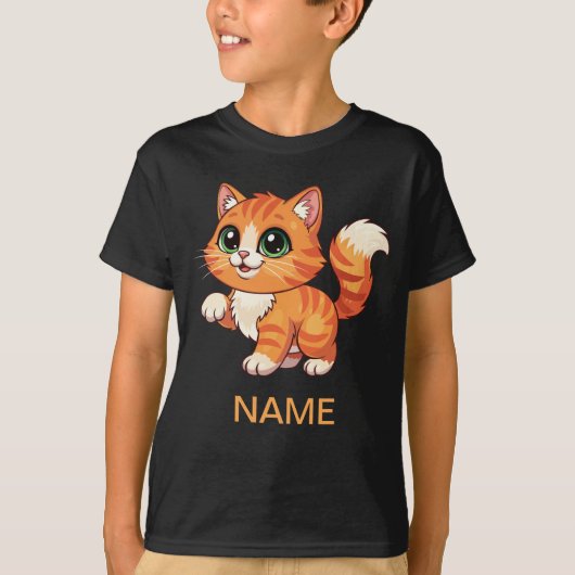 Cute Cartoon Cat Kids' T-Shirt (Devant)