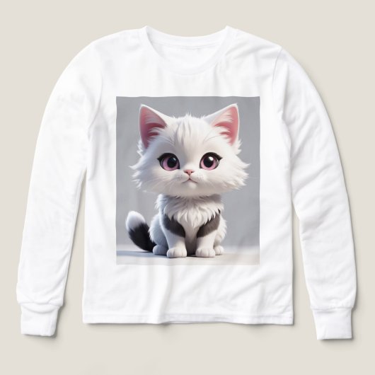 Cute Cartoon Cat Kids T-Shirt – Soft Cotton Comfor (Motif recto)