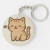 Cute Cartoon Cat Round Keychain – Full Print Desig (Achterkant)
