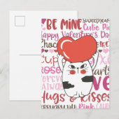 Cute Cartoon Cat Valentijnsdag Briefkaart (Voorkant / Achterkant)