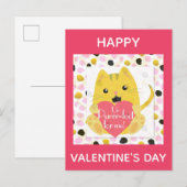 Cute Cartoon Cat Valentijnsdag Briefkaart (Voorkant / Achterkant)