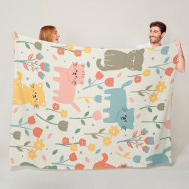 Cute cartoon Cats Seamless Pattern Fleece Deken