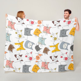 Cute cartoon Cats Seamless Pattern Fleece Deken