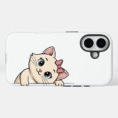 Cute Cartoon Chat Peek iPhone 16 Coque - Jouer Min (Verso (horizontal))