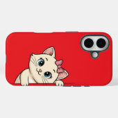 Cute Cartoon Chat Peek iPhone 16 Coque - Jouer Min (Verso (horizontal))