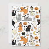 Cute Cartoon Chats Halloween Fête Invitation (Dos)