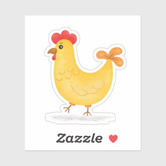 Cute Cartoon Chicken Walking Sticker (Vel)