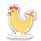 Cute Cartoon Chicken Walking Sticker (Voorkant)