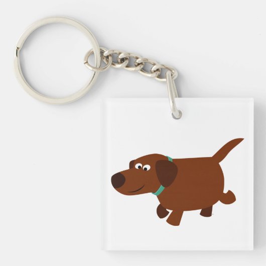 Cute Cartoon Chocolate Labrador AcrylSleutelhanger Sleutelhanger (Voorkant)