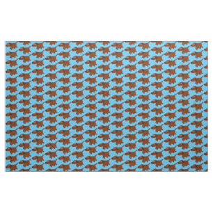Cute Cartoon Chocolate Labrador Fabric Stof