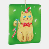 Cute Cartoon Christmas Cat with Santa Hat Keramisch Ornament (Rechts)