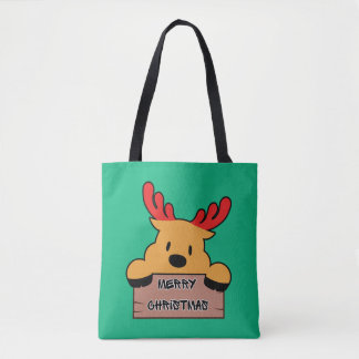 Cute Cartoon Christmas Reindeer  Draagtas