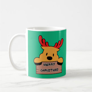 Cute Cartoon Christmas Reindeer  Koffiemok