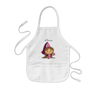 Cute Cartoon Clip Art Prinses in een Roze Jurk Kinder Schort