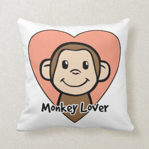 Cute Cartoon Clip Art Smile Monkey Love in Heart Kussen